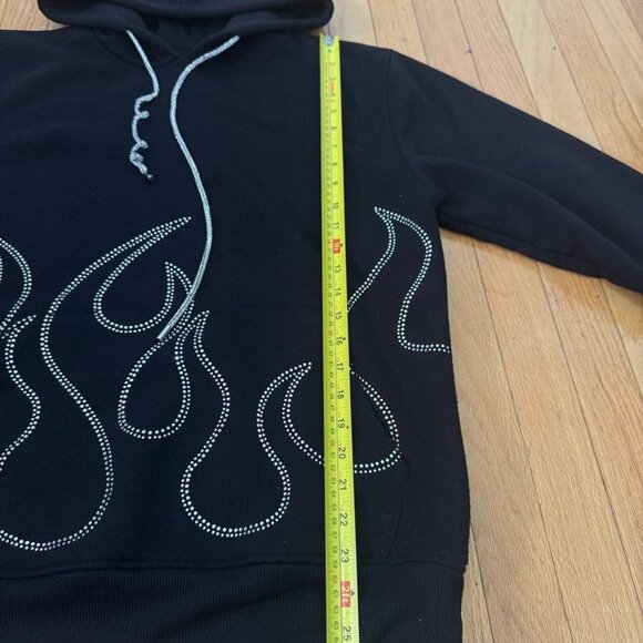 Bleecker & Mercer Black Hoodie Flame Rhinestone Design – Size M - Picture 9 of 9